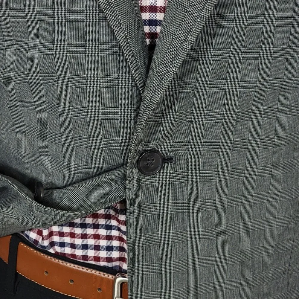 Express Men's Sport Coat‎ Blazer Two Button Gray Plaid Cotton Size 42L